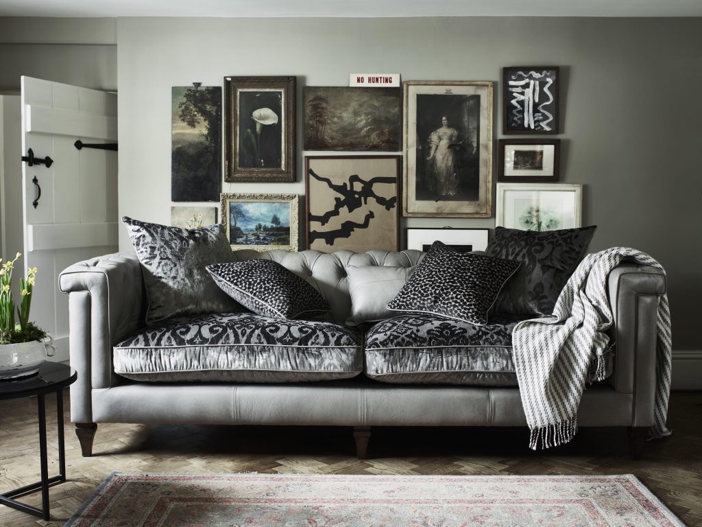 Alexander and James Isabelle Leather and Velvet Sofa, hot trend for 2019