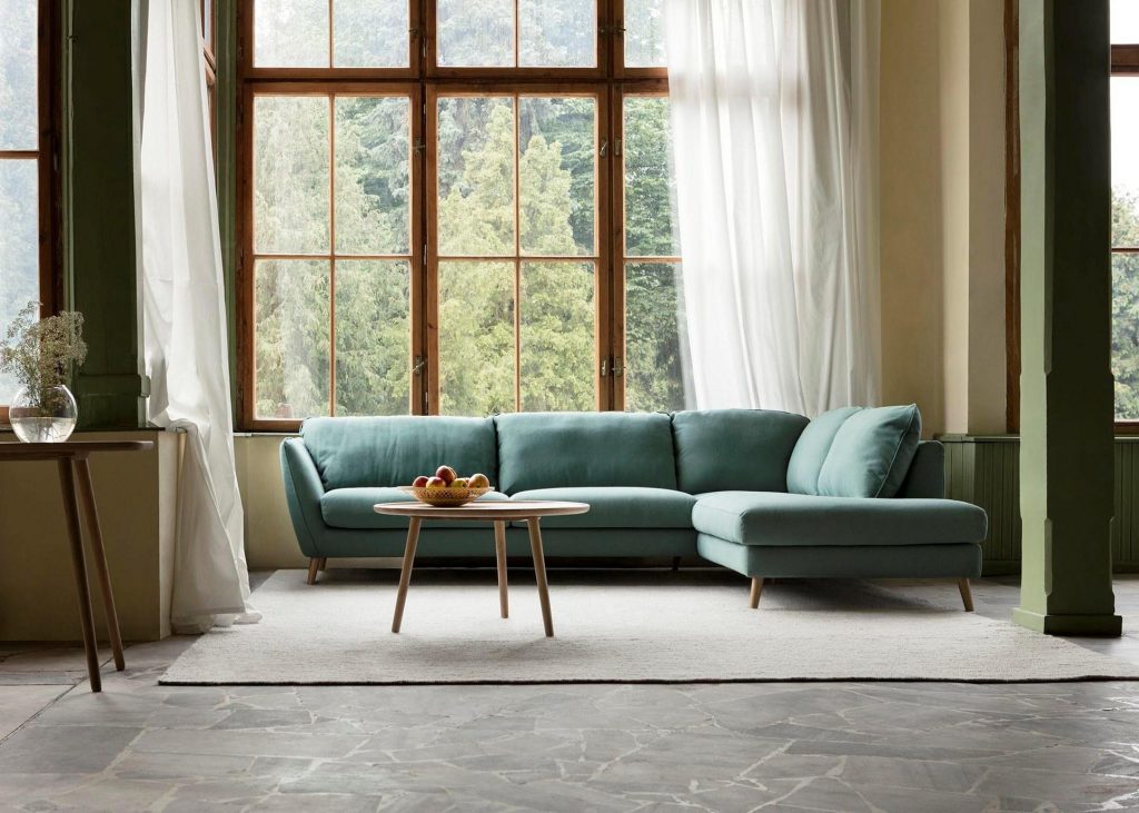 sits stella green fabric corner sofa