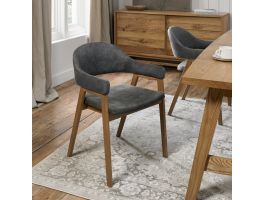 Shoreditch Upholstered Arm Dining Chair Dark Grey Fabric