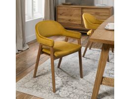 Shoreditch Upholstered Arm Dining Chair Mustard Velvet