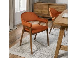 Shoreditch Upholstered Arm Dining Chair Rust Velvet