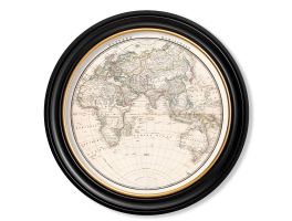1838 Eastern Hemisphere Map Round Framed Picture