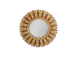 Gold Antiqued Ornate Framed Small Convex Mirror
