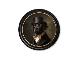 Lord Wagsalot Round Framed Dog Painting