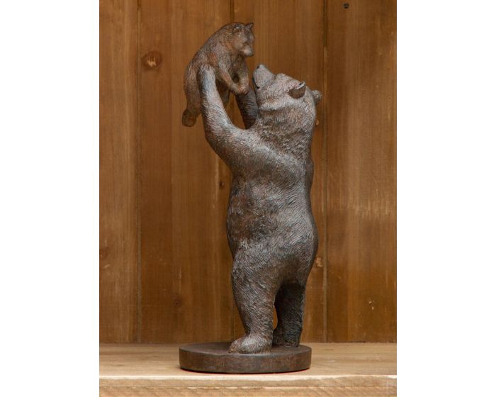 Bear Holding Baby Metal Ornament