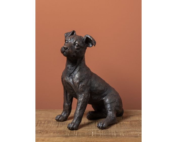 Sitting Jack Russel Black Dog Ornament