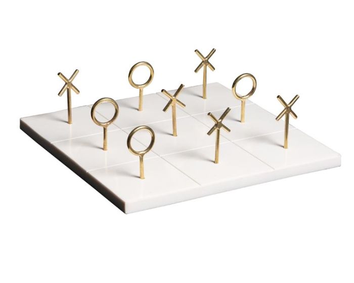 Resin Tic Tac Toe Cream & Gold Game