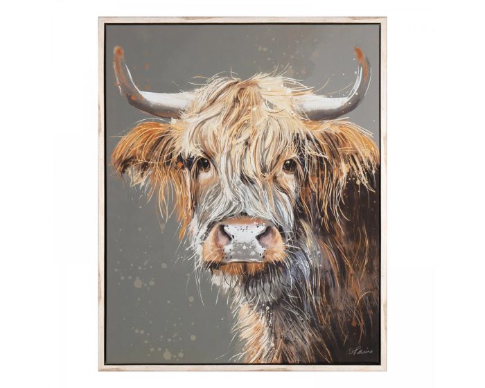 Brodie Small Framed Canvas Cow Wall Art