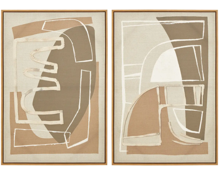 Astratto Set of 2 Neutral Multi Colour Framed Pictures