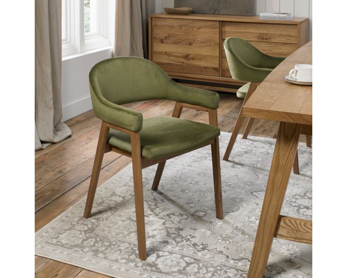 Shoreditch Upholstered Arm Dining Chair Cedar Velvet