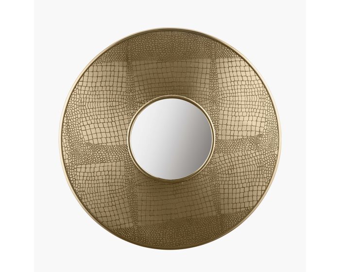 Antique Brass Metal Round Wall Mirror