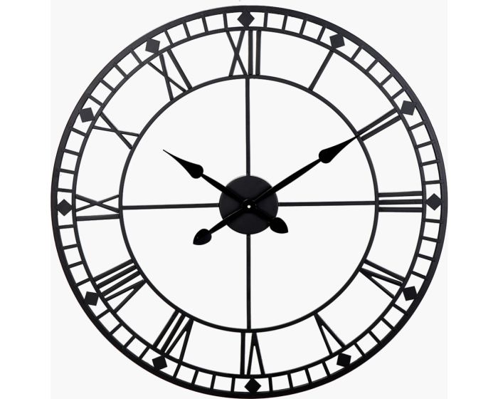 Black Metal Round Wall Clock Large