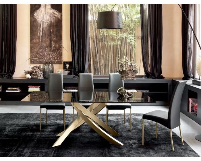 Bontempi Casa Artistico Rectangular Glass Dining Table