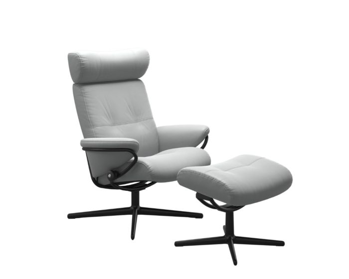 Stressless Berlin Adjustable Headrest Cross Chair with Footstool