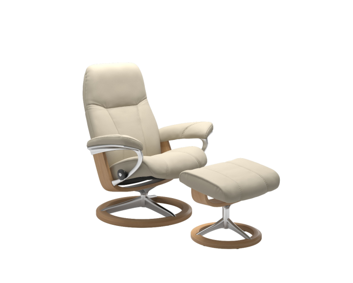 Stressless Consul Signature Recliner Chair with Footstool Quick Ship