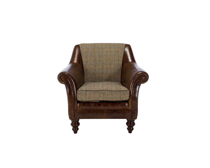 Tetrad Harris Tweed Dalmore Leather Accent Chair