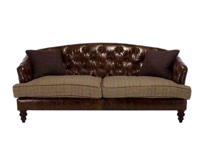 Tetrad Harris Tweed Dalmore Leather Midi Sofa