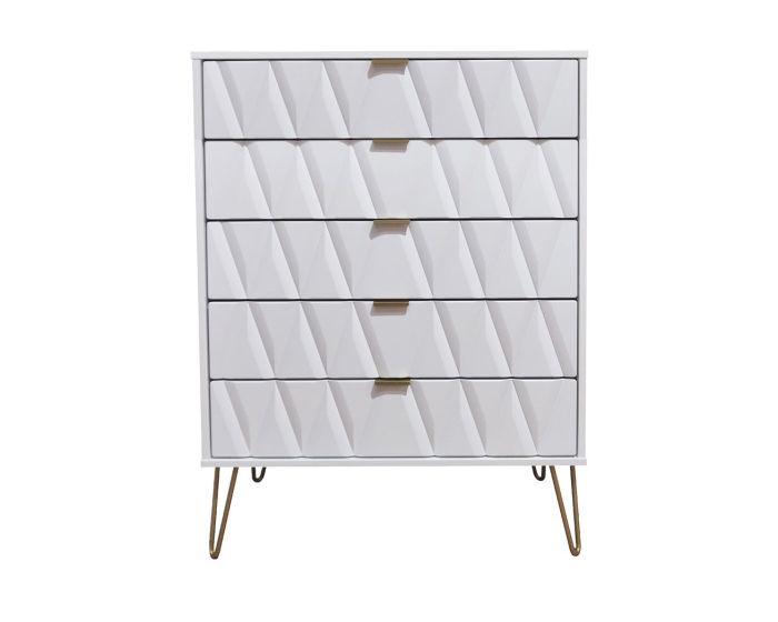 Diamond White 5 Drawer Chest