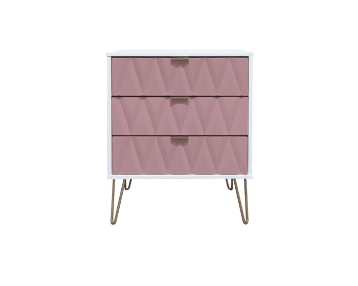 Diamond Kobe Pink 3 Drawer Midi Chest