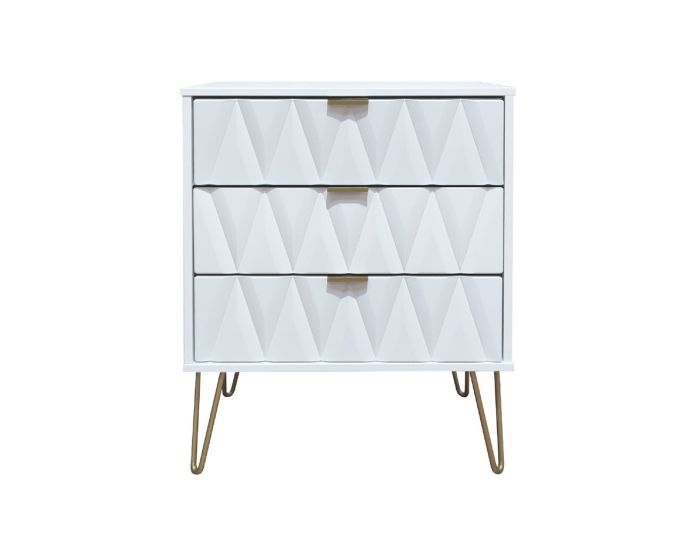 Diamond White 3 Drawer Midi Chest