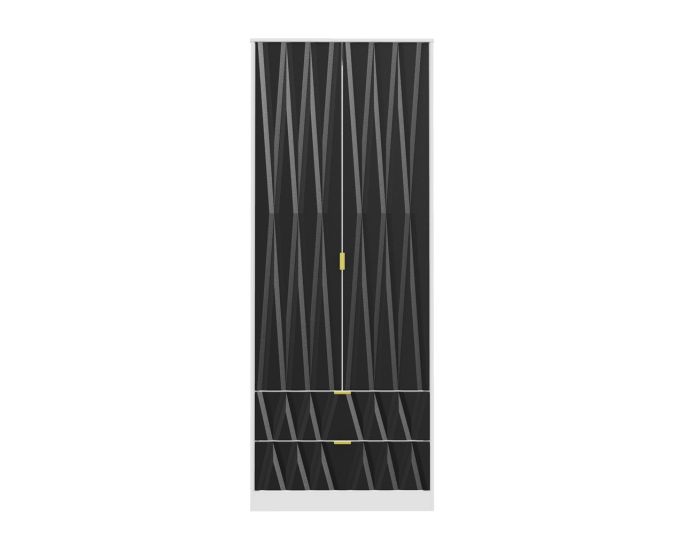 Diamond Black Matt 2 Drawer Wardrobe