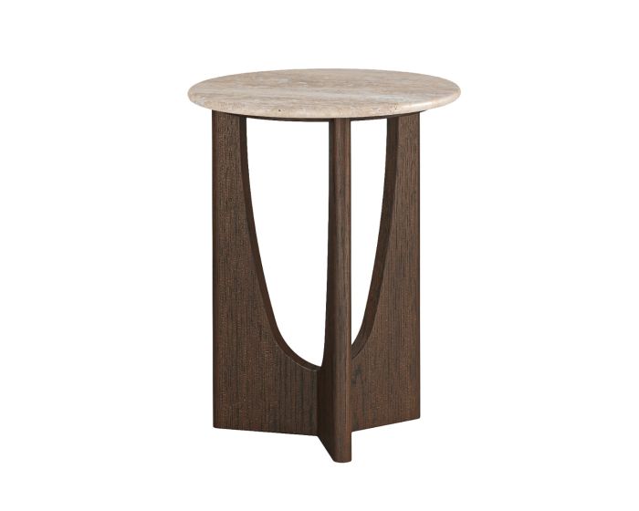 Nevada Round Side Table with Travertine Top