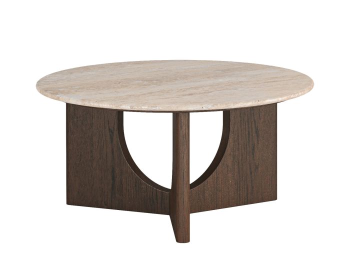 Nevada Round Coffee Table with Travertine Top