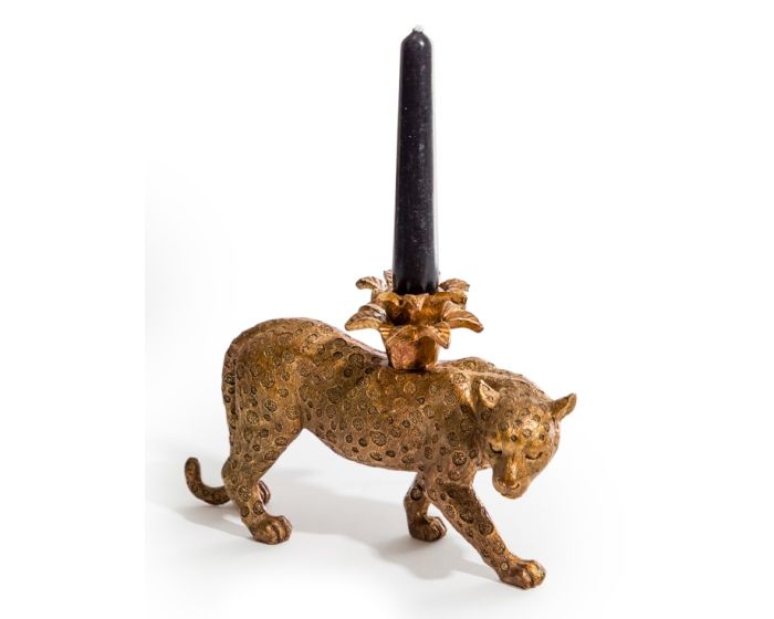 Prowling Leopard Candle Holder
