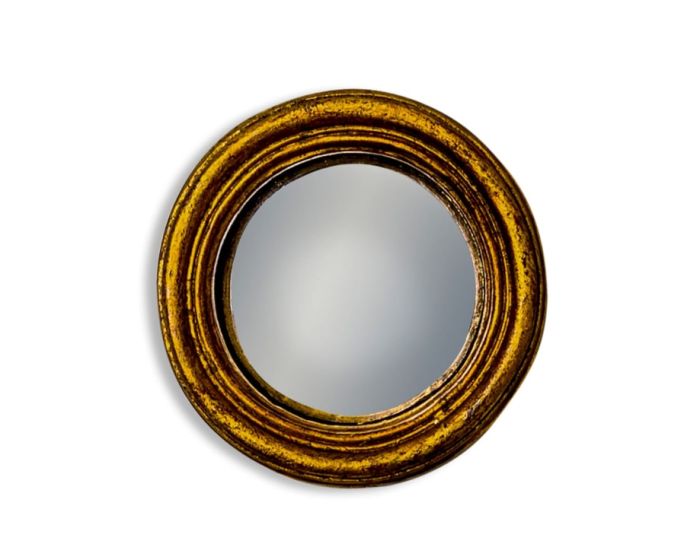 Gold Antiqued Thin Framed Extra Small Convex Mirror
