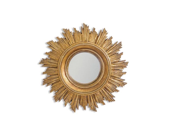 Gold Antiqued Ornate Small Convex Mirror
