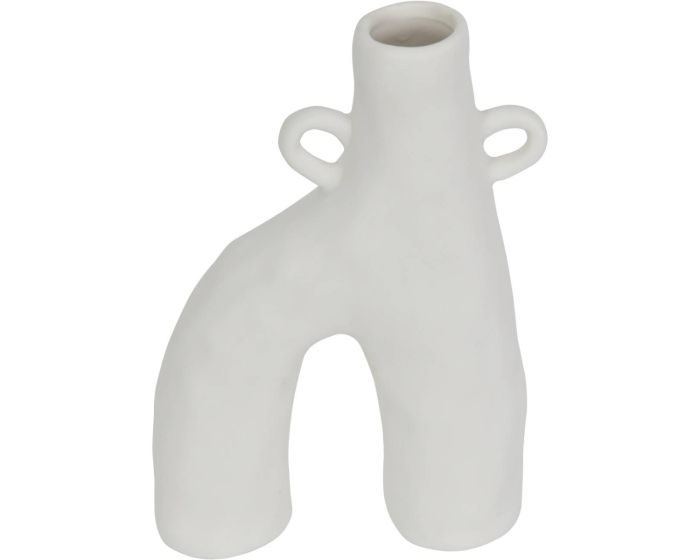 Organic Form Double Footed White Ceramic Bud Vase