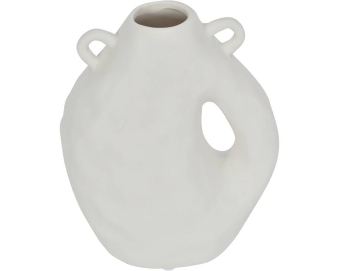 Organic Form Oval White Ceramic Bud Vase