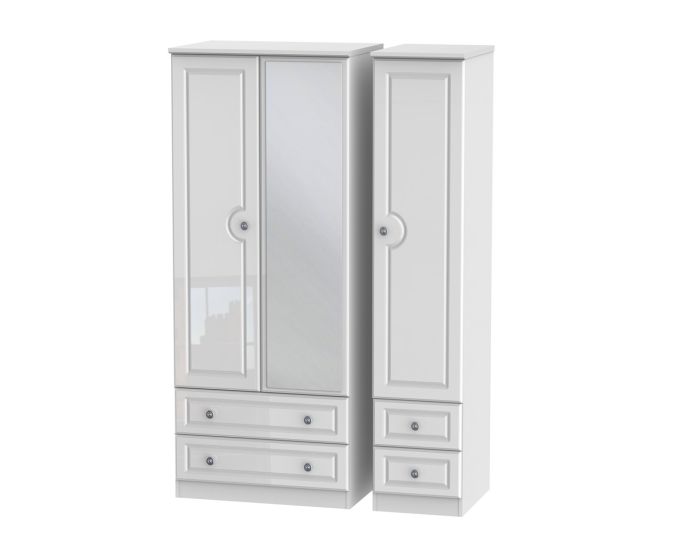 Pembroke Tall Triple 2 Drawer Mirror Wardrobe & Drawer
