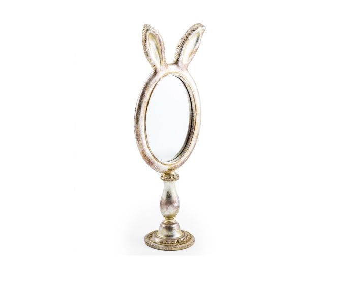 Rabbit Ears Table Mirror Antiqued Silver