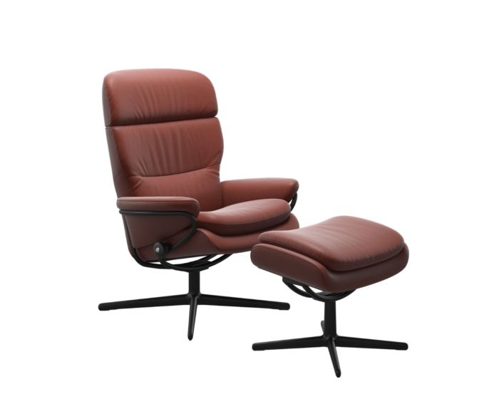 Stressless Rome Adjustable Headrest Cross Chair with Footstool