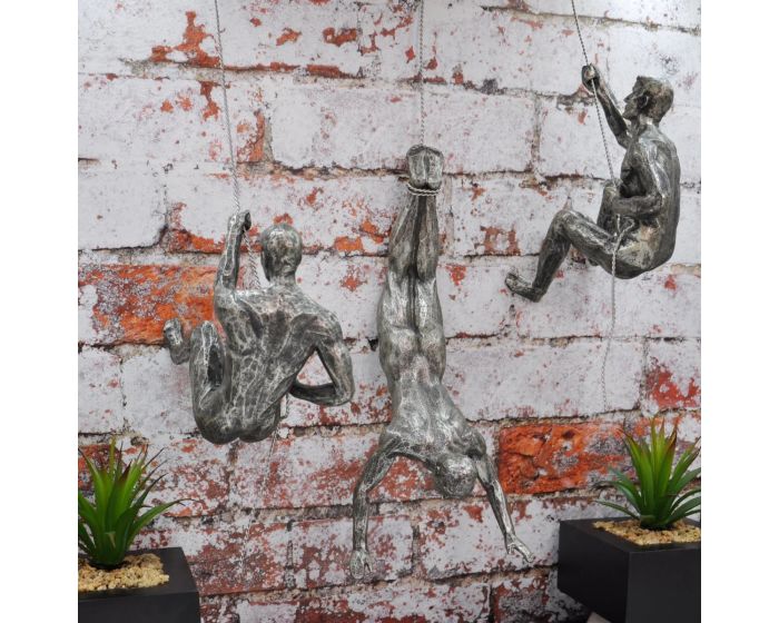 Climbing Men Trio - Silver Colour Wall Art
