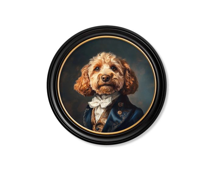 Sir Barkington Round Framed Dog Painting