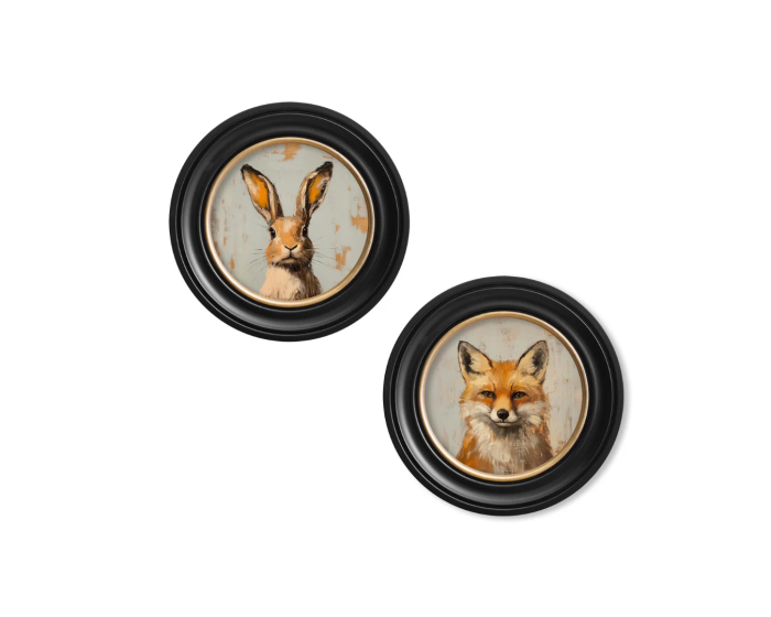 The Fox & The Hare Round Collection of 2 Framed Photos