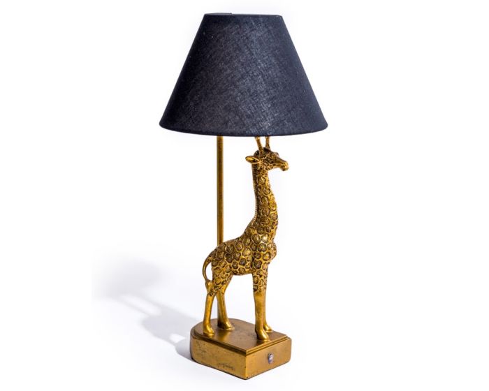 Gold Giraffe Table Lamp with Black Shade