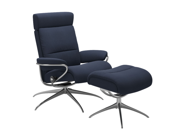 Stressless Tokyo Adjustable Headrest Star Chair with Footstool