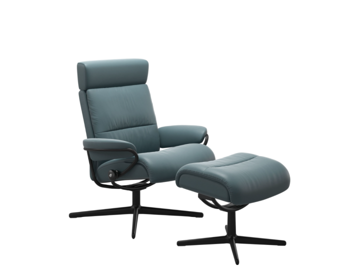 Stressless Tokyo Adjustable Headrest Cross Chair with Footstool