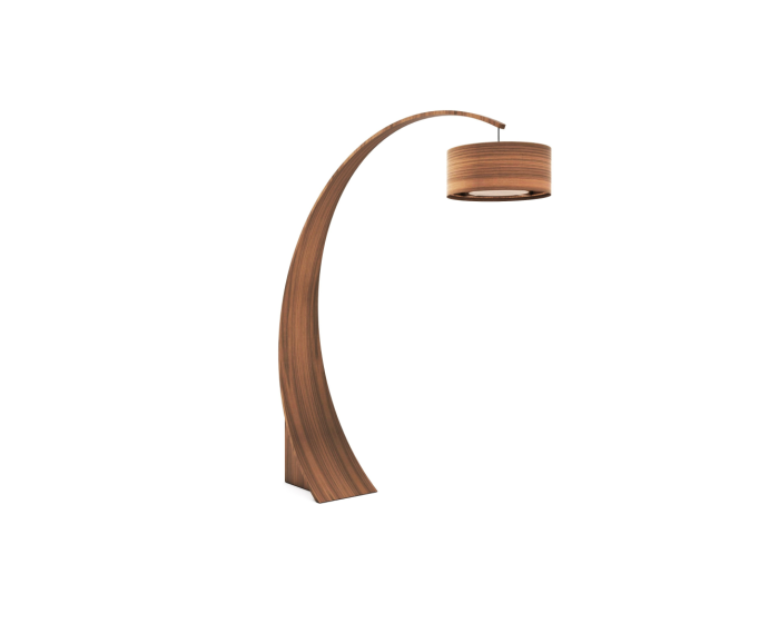 Tom Schneider Swoop Floor Light with Wooden Shade