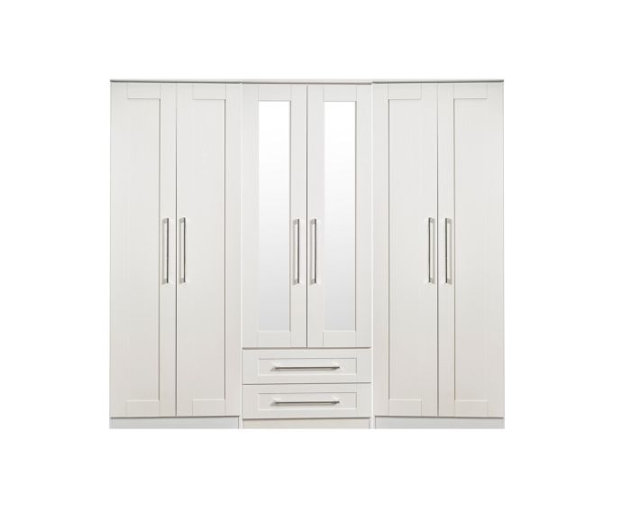 York 6 Door 2 Drawer Centre Mirror Robe