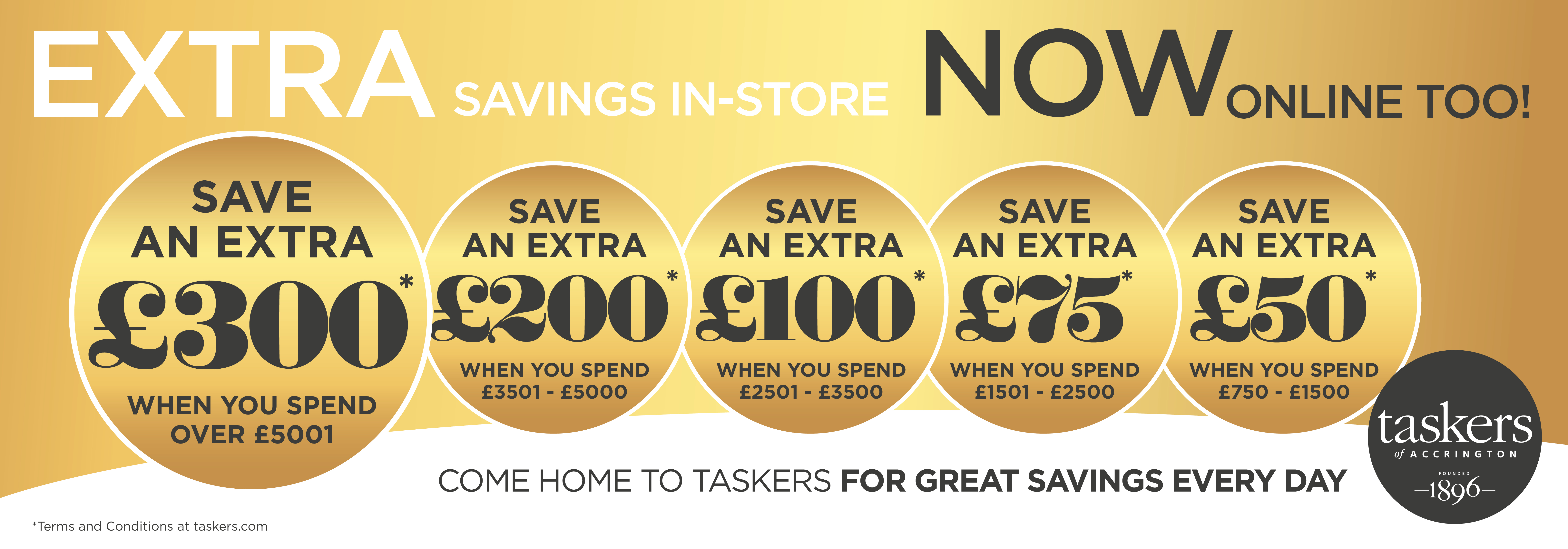 Taskers Extra Savings Now On
