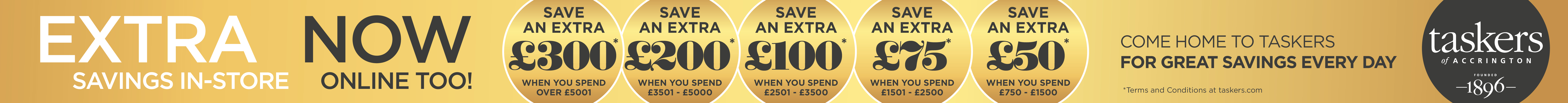 Taskers Extra Savings Now On