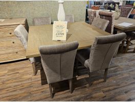 Clearance 150cm Square Dining Table with 6 Velvet Chairs