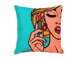 Blonde Hair and Red Lips Cushion
