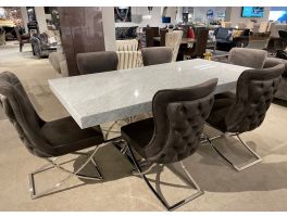 Clearance 81+96 Dining Table & 6 Buttoned Back Chair