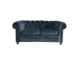Alexander & James Abraham Junior Small Sofa upholstered in Plush Velvet Brinjal fabric with Weathered Oak feet