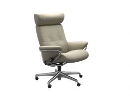 Stressless Berlin Adjustable Headrest Office Chair in Paloma Light Grey